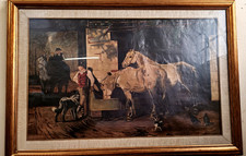 Dipinto ad Olio su Tela di grandi dimensioni - La Stalla (1965)