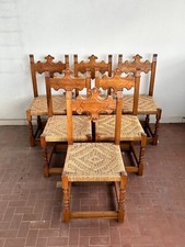 6 Sedie impagliate Legno Massello 2a metá XX secolo