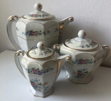 Antico Servizio da caffè  in porcellana - decoro floreale/rose -  LIMOGES 