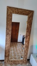 specchio da parete grande rettangolare fatto a mano in legno trattato