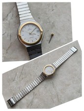 80s ZENITH ESPADA QUARTZ VINTAGE WATCH OROLOGIO UHREN GOLD & STEEL 32mm NOT WORK