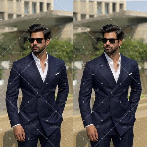 Tuta uomo blu navy gessato