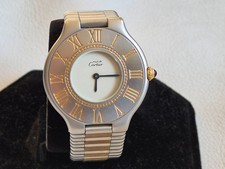 Orologio Must de Cartier 21 Quarzo 31MM Acciaio Oro Quadrante Romano Non Lucidato