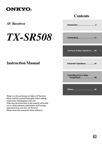 Onkyo integra sr508 - integra, tx-sr508
