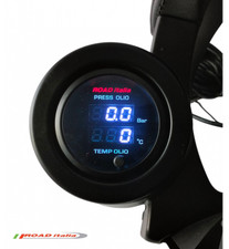 Manometro digitale ROAD ITALIA 52 mm doppia lettura press olio temp ALLARME PICC