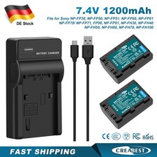2 pezzi NP-FP50/NP-FH50 batteria + caricabatterie per Sony NP-FP30,NP-FP50,NP-FP51,FP60,FP61
