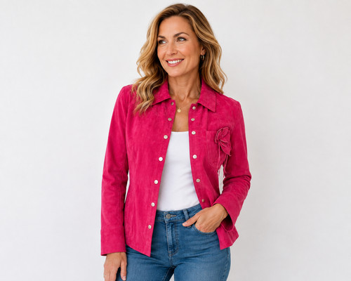 Aria giacca pelle rosa - giacca,