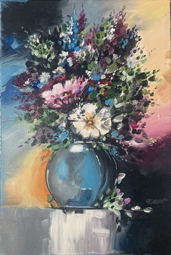 Freddo fiore dipinto tela - freddo, fiore-