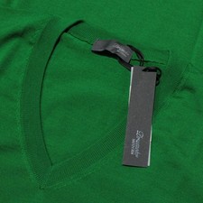 Maglione Drumohr nuovo con etichette scollo a V taglia 50 (US M) in tinta unita verde 100% lana merino