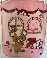 Hello Kitty Peluche Coperta Neonato Doppio Lato Rosa 54x42 Spessore Peluche