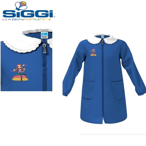 Grembiule scuola blu con zip