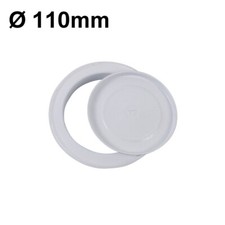 Rosone coprimuro in metallo colore bianco con tappo per tubi Ø 110mm