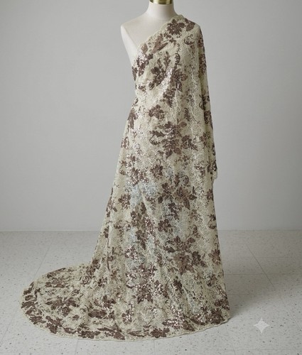 Ivory light brown sequins - brown,