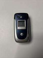 Rarissimo telefono cellulare Motorola V360 argento e blu T-Mobile per parti di ricambio