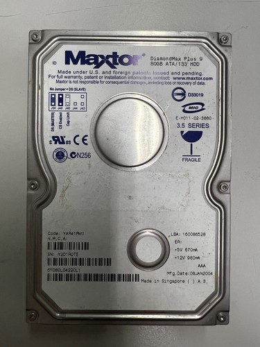 Hdd maxtor yar41bw0 80gb - maxtor,