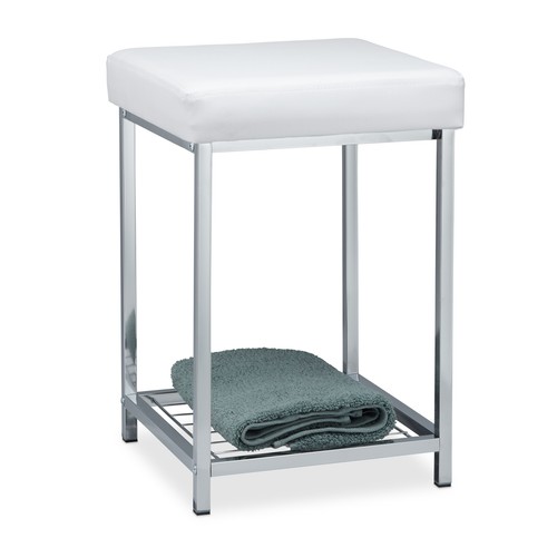 Sgabello bianco pouf elegante - sgabello,