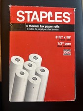 Staples Rotoli di Carta Termica per Fax 8,5”x 98’ Core 1/2”, Confezione da 4/