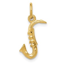 14k Yellow Gold 3-D Saxophone Charm Pendant for Women