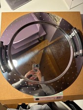 Alessi-Vassoio rotondo in acciaio inox 18/10 lucido con manici in PA, nero