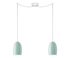 Lampadario a sospensione in Vetro Turquoise a due luci - Diametro paralumi 14 cm