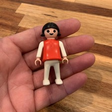 Figurina Playmobile Vintage 1981 Bambina Figura Bambina Vestito Rosso Geobra