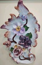 Piatto Decorativo Con Fiori A Rilievo  Ceramica Bassano