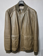 HUGO BOSS giubbotto bomber pelle agnello khaki verde grey olive 58 xxxl new WOW⭐