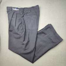 Bozzalla Lesna Pantalone Uomo 36x32 Blu Plaid Plissettato Lana Abito Pantaloni Tuta