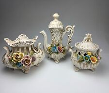 Bassano Italia 3 vecchi vasi con coperchio vaso sfarzoso con fiori ceramica maiolica