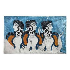 Quadro donna in blu Knossos palazzo minoico Creta vero affresco femminile su parete