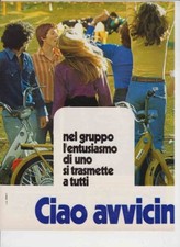 advertising Pubblicità-PIAGGIO CIAO 1976 "CIAO AVVICINA" CICLOMOTORI ITALIANI