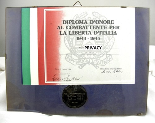 Diploma con medaglia reparti - medaglia,