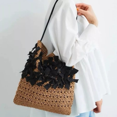 Borsa paglia beige - beige, nero