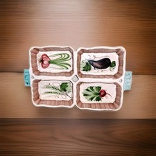 Art Pottery Italy vassoio snack oblungo quattro sezioni dipinto a mano tapas buffet 