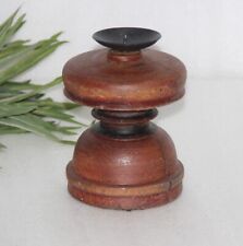 Antico di Legno Colonna Basamento Portacandele Originale Sottile Mano Intagliata