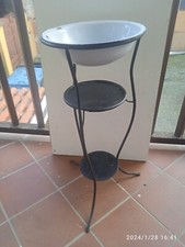 Antica Toeletta Lavabo In Ferro Battuto Catino Smaltato Marchiato