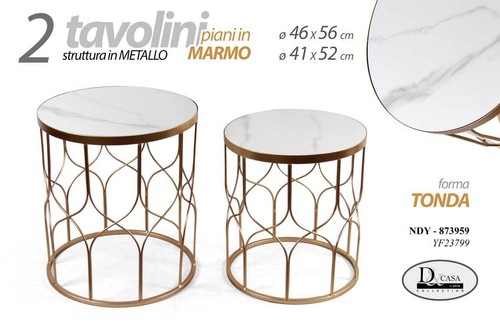 Set tavolini metallo oro - 2,