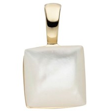 Ciondolo IN 925 Argento Dorato Con Madreperla 9,1mm Collana Semplice Donna