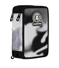 Invicta Astuccio Scuola 3 Zip Fantasy, Nero e Grigio, Triplo Scomparto (p2d)