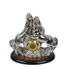 Orologio da Tavolo Cavalli Argentati Lusso Fatto a Mano Italia Regalo Elegante