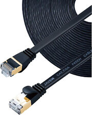 Javex Cavo LAN Piatto Cat7/Cat6a RJ45 10GB 15m Nero, OFC, Fluke-Pass, STP