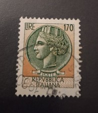 Francobollo ITALIA 170 lire “Siracusana”, raro ITALIA TURRITA