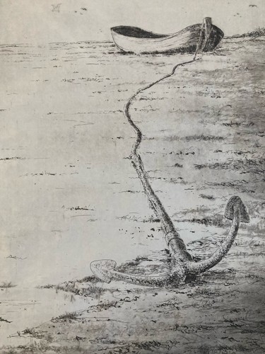 Bella incisione nave - incisione, ancora
