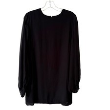 Abito donna Paul Smith nero seta semi trasparente manica a palloncino taglia EU 44