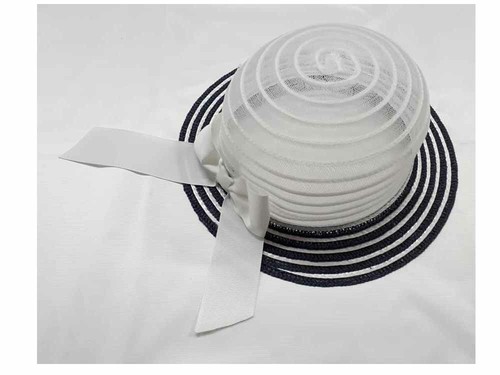 Cappello bianco righe blu - righe, bomb