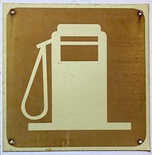 AUTENTICO Segnale Stradale Americano USA '80/90 STAZIONE di SERVIZIO Gas Station