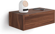 , Riccardo Comodino Galleggiante, Noce, 17,7" X 9,8" X 6,1", Finito Melaminico,