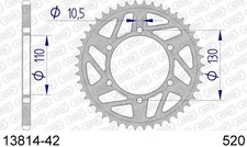 13814-42 AFAM CORONA 42 Z (520) SUZUKI 1000 GSX-S 1000 A ABS L5.L6.L7.L8 15/18