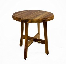Tavolo rotondo 17,5 pollici impermeabile legno teak panca doccia sgabello sedia
