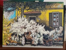Quadro di Andrea VACCARO Acrilico. Una casa tra i fiori. Cm 30x50 anno 2018.